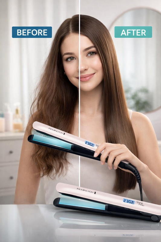 Remington Shine Therapy Hair Straightener with Advanced Ceramic coating, Floating plates, Digital display, 9 settings 150°C–230°C, S8500