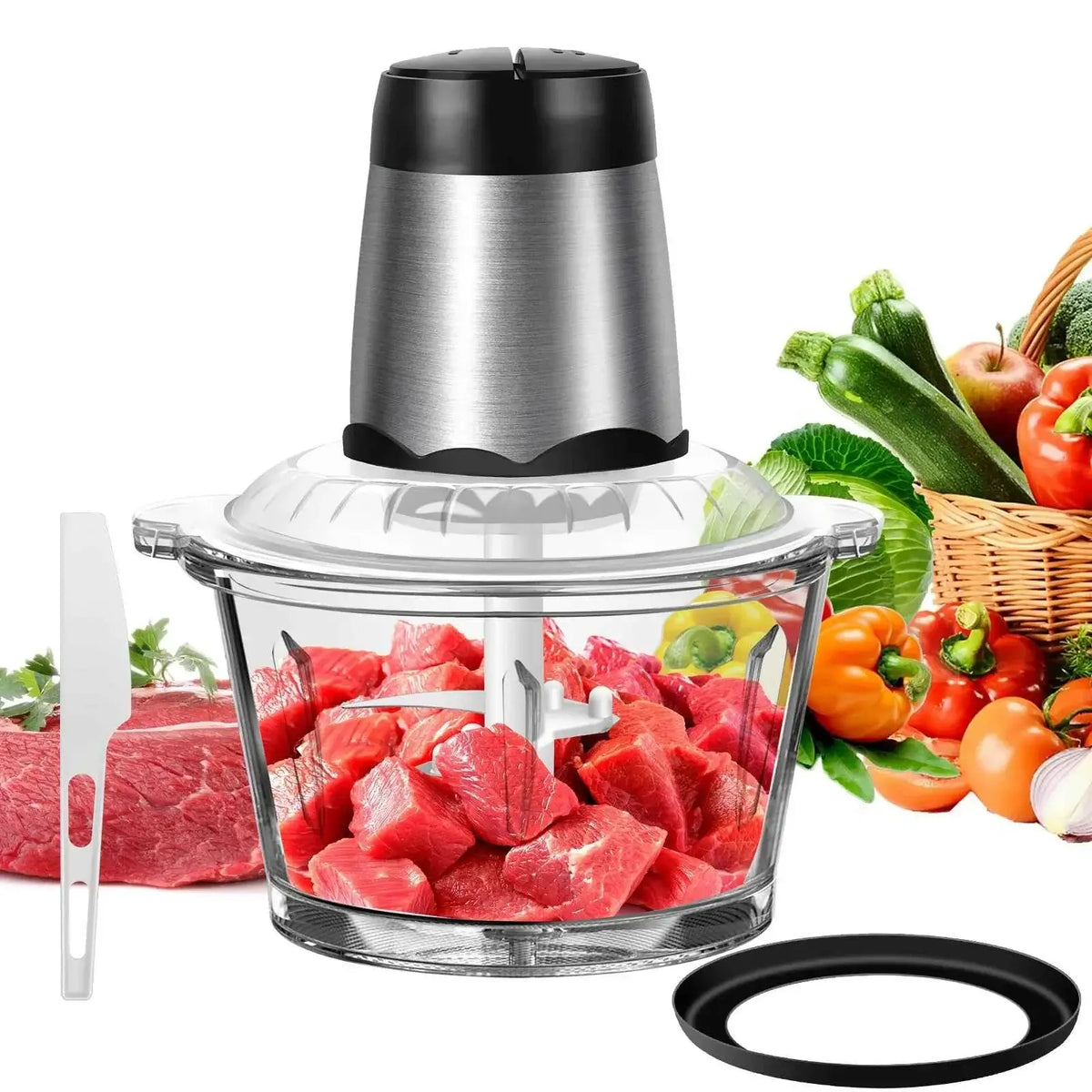 ๐ฅฉ 300W Electric Meat Grinder & Food Processor โ 2L Glass Bowl Multi Blender & Vegetable Chopper