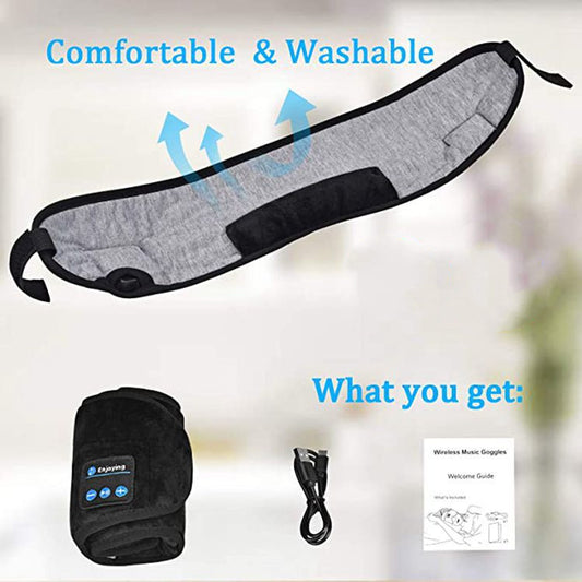 5.0 Bluetooth Music Eye Mask Wireless Sleep Headphones Adjustable Noise Blocking Headband Rechargeable