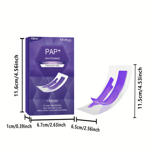 Purple Teeth Whitening Strips – Dry Application Teeth Strips 7 Pairs (14 Patches) Instant Stain Corrector