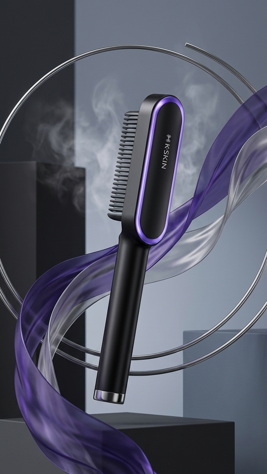 Hair Straightener Brush UK, Flat Iron and Hair Brush 2-in-1, Wider Comb for Even Straightening, Black